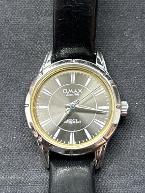 Omax Silver Case Black Band Women’s Quartz Watch